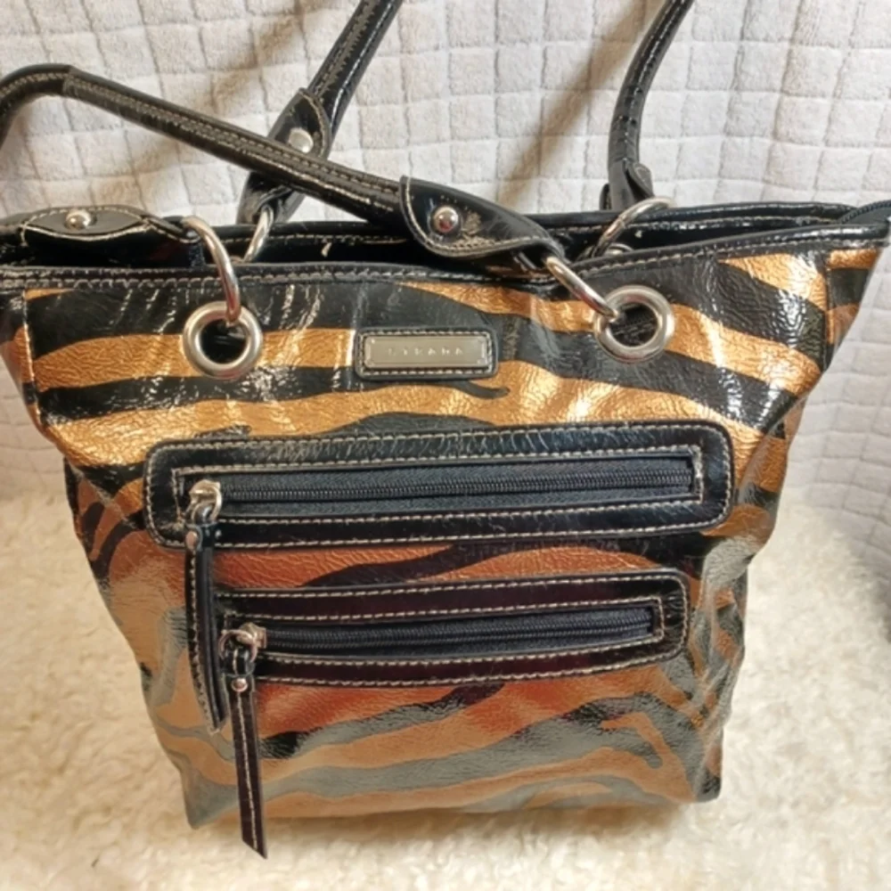 Strata Glossy Animal Print Tote Purse - Picture 3 of 12